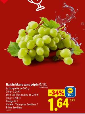 Raisin blanc sans pépin