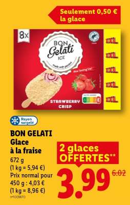 BON GELATI Glace à la fraise