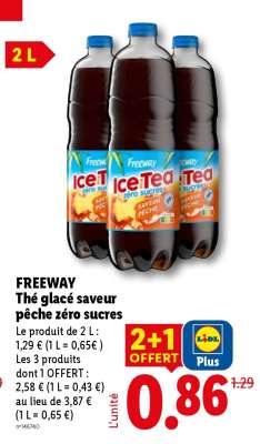 FREEWAY Thé glacé saveur pêche zéro sucres