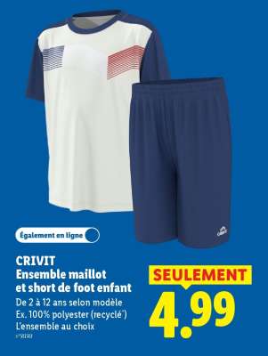 CRIVIT Ensemble maillot et short de foot enfant