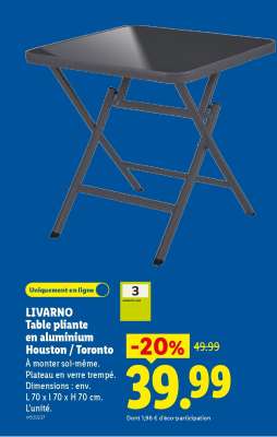 LIVARNO Table pliante en aluminium Houston / Toronto