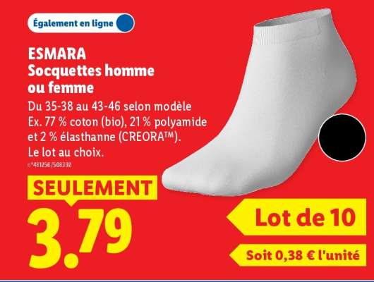 ESMARA Socquettes homme ou femme