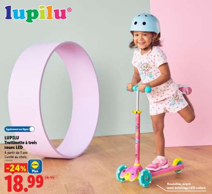 LUPILU Trottinette à trois roues LED