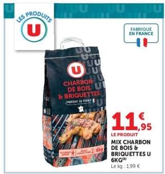 MIX CHARBON DE BOIS + BRIQUETTES U 6KG