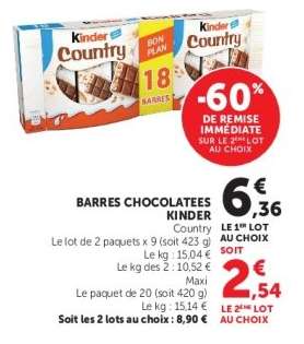 Barres Chocolatées Kinder Country
