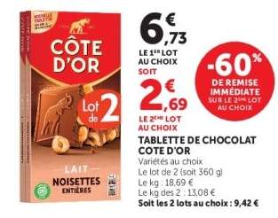 TABLETTE DE CHOCOLAT “CÔTE D’OR”