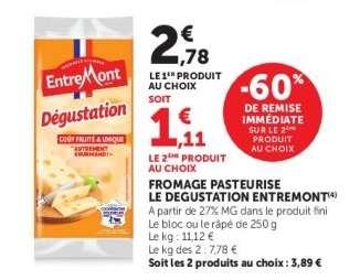 Fromage Pasteurisé Le Degustation Entremont