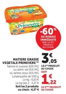 MATIERE GRASSE VEGETALE PRIMEVERE