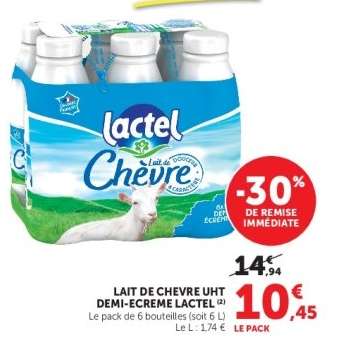 Lait de Chèvre UHT Demi-Écrémé Lactel