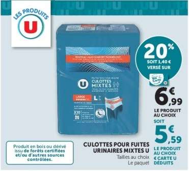 CULOTTES POUR FUITES URINAIRES MIXTES U