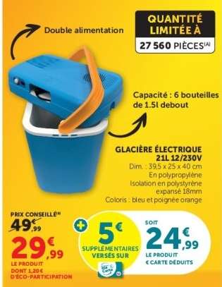 GLACIÈRE ÉLECTRIQUE 21L 12/230V