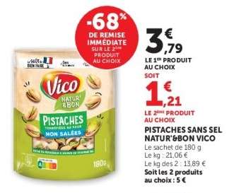 PISTACHES SANS SEL NATUR'BON VICO