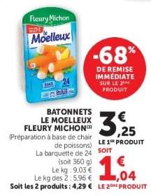 Bâtonnets Le Moelleux Fleury Michon
