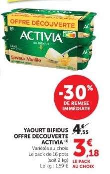 YAOURT BIFIDUS OFFRE DECOUVERTE ACTIVIA