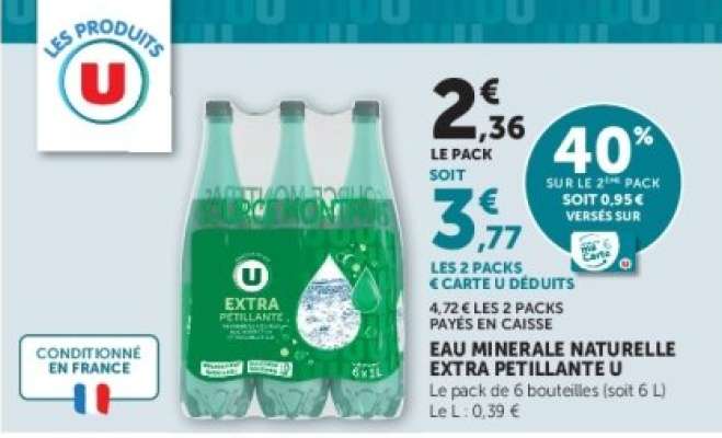 EAU MINERALE NATURELLE EXTRA PETILLANTE U