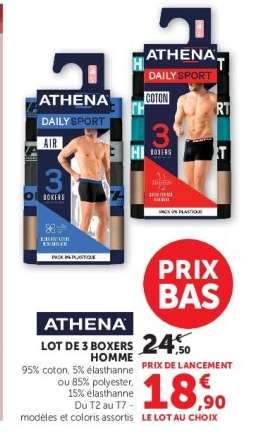 ATHENA LOT DE 3 BOXERS HOMME