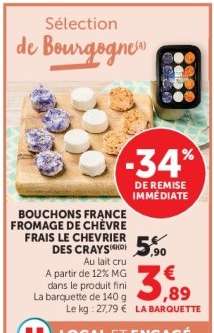 BOUCHONS FRANCE FROMAGE DE CHÈVRE FRAIS LE CHEVRIER DES CRAYS