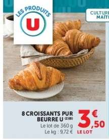 8 Croissants Pur Beurre U