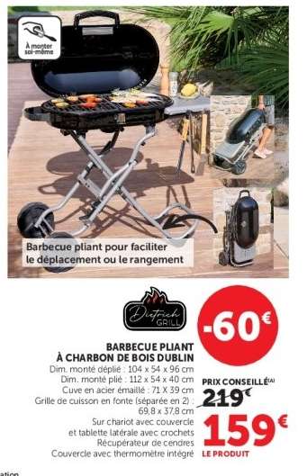 BARBECUE PLIANT À CHARBON DE BOIS DUBLIN