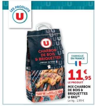 MIX CHARBON DE BOIS + BRIQUETTES U 6KG