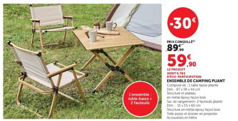 ENSEMBLE DE CAMPING PLIANT
