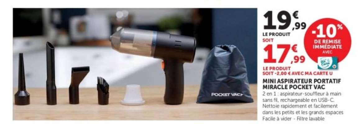 Mini Aspirateur Portatif Miracle Pocket Vac