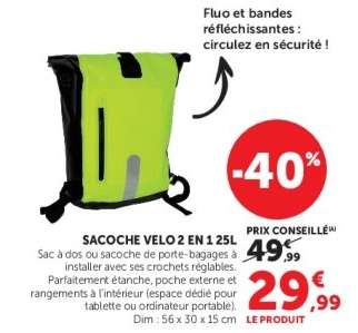 SACOCHE VELO 2 EN 1 25L