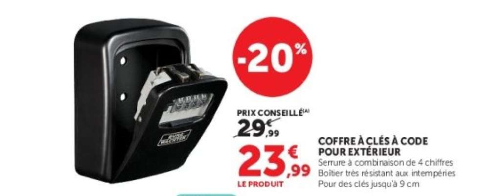 Coffre à clés à code pour extérieur