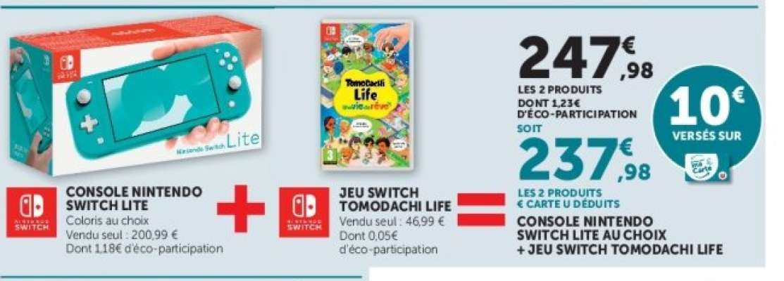 Console Nintendo Switch Lite + Jeu Switch Tomodachi Life