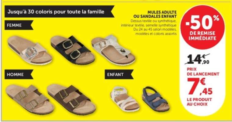 Mules adulte ou sandales enfant