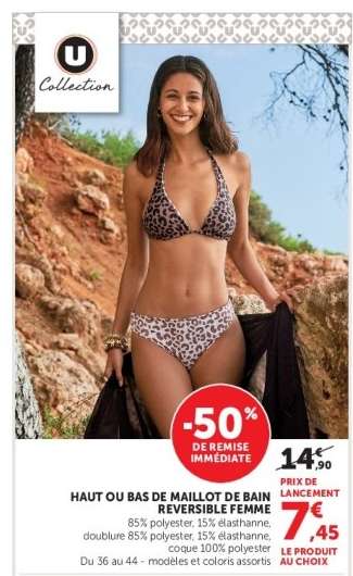 HAUT OU BAS DE MAILLOT DE BAIN REVERSIBLE FEMME