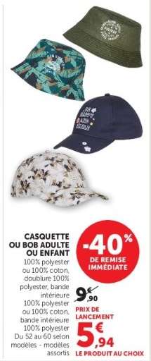 CASQUETTE OU BOB ADULTE OU ENFANT