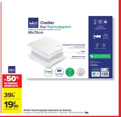 Oreiller Thermorégulant Laboratoire du Sommeil
