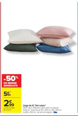 Linge de lit ''Uni coton''
