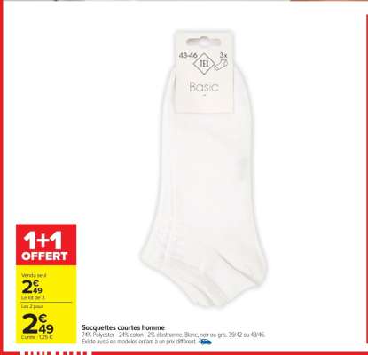 Socquettes courtes homme