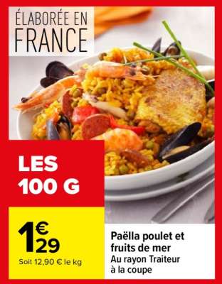 Paëlla poulet et fruits de mer