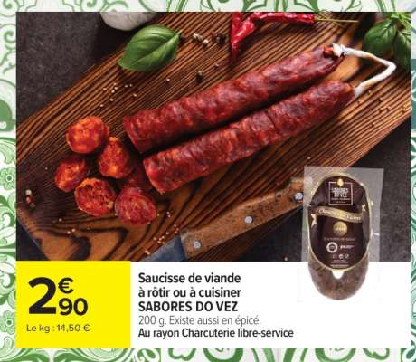 Saucisse de viande à rôtir ou à cuisiner SABORES DO VEZ
