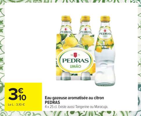 Eau gazeuse aromatisée au citron PEDRAS
