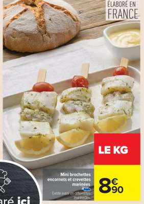 Mini brochettes encornets et crevettes marinées