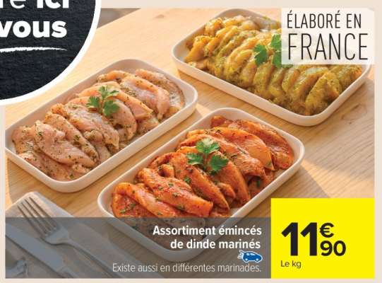 Assortiment émincés de dinde marinés