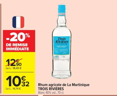 Rhum agricole de La Martinique TROIS RIVIÈRES