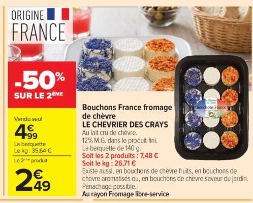 Bouchons France fromage de chèvre LE CHEVRIER DES CRAYS