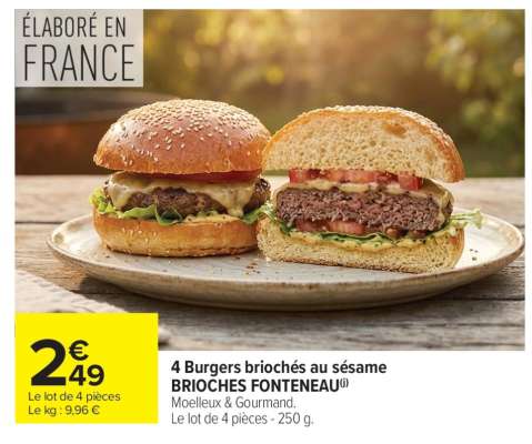 4 Burgers briochés au sésame BRIOCHES FONTENEAU