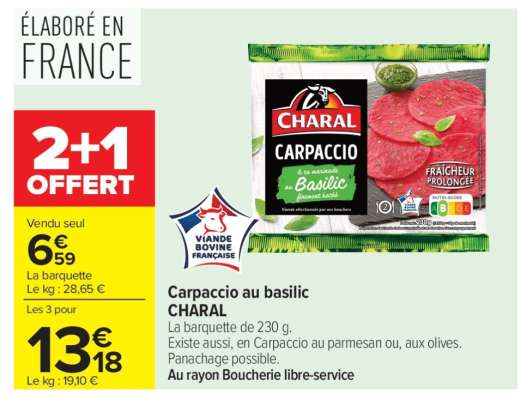 Carpaccio Au Basilic Charal