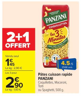 Pâtes Cuisson Rapide 'Panzani'