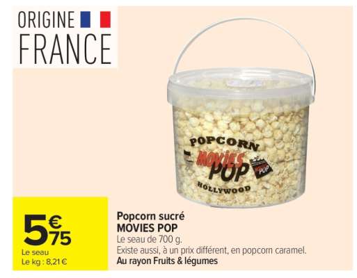 Popcorn sucré MOVIES POP