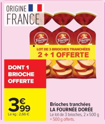 Brioches Tranchées La Fournée Dorée