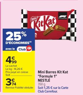 Mini Barres Kit Kat "Formule 1"