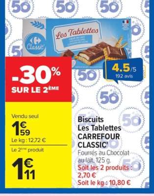 Biscuits Les Tablettes CARREFOUR CLASSIC'