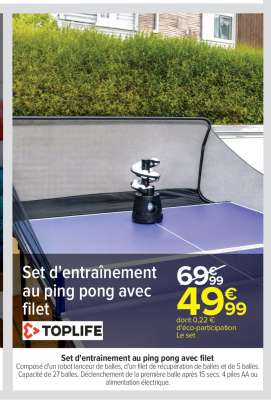 Set d'entraînement au ping pong avec filet